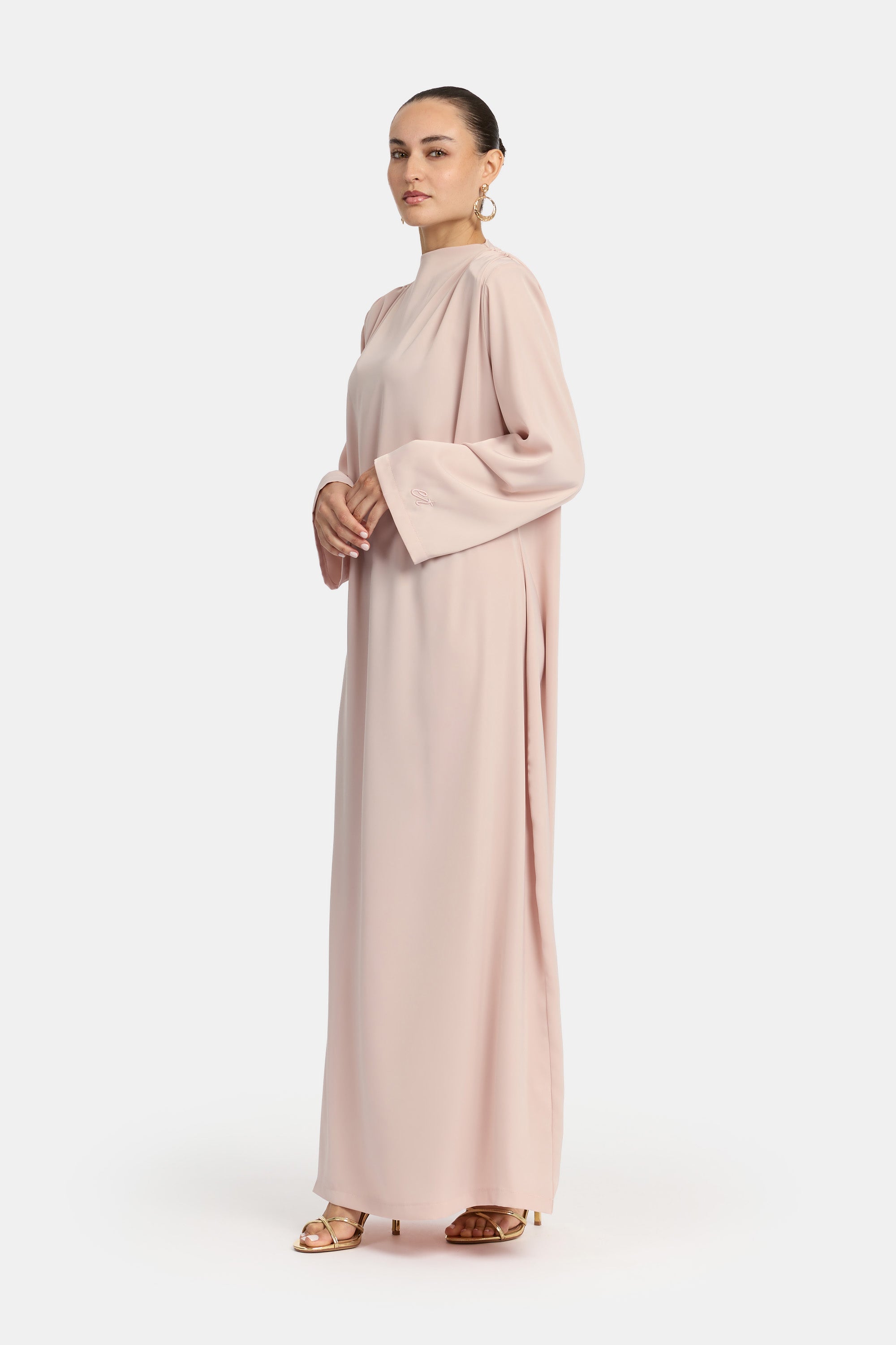Draped Shoulder Satin Dress - Amaranth