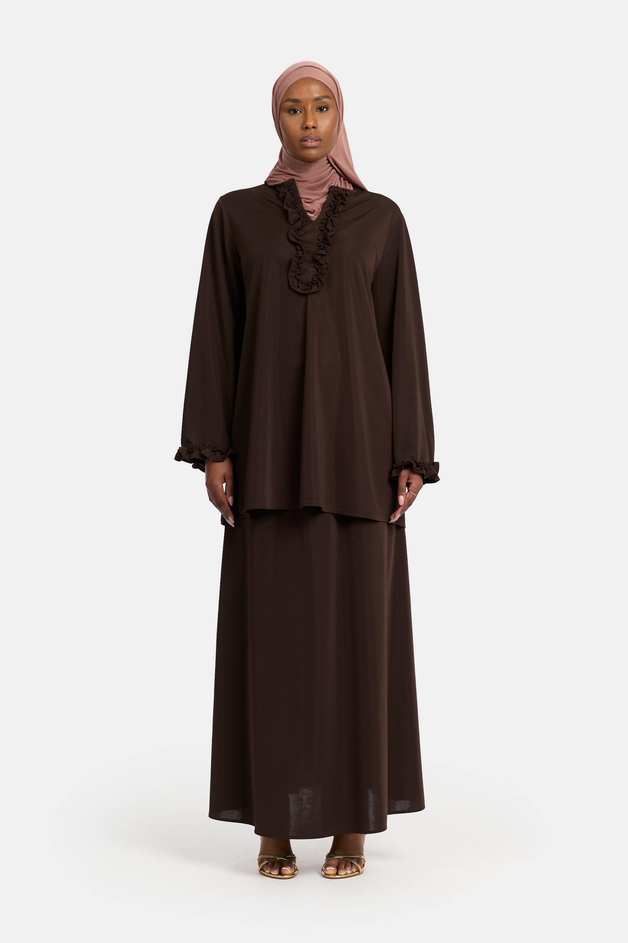 Ruffle Tarz Skirt Set - Dark Brown