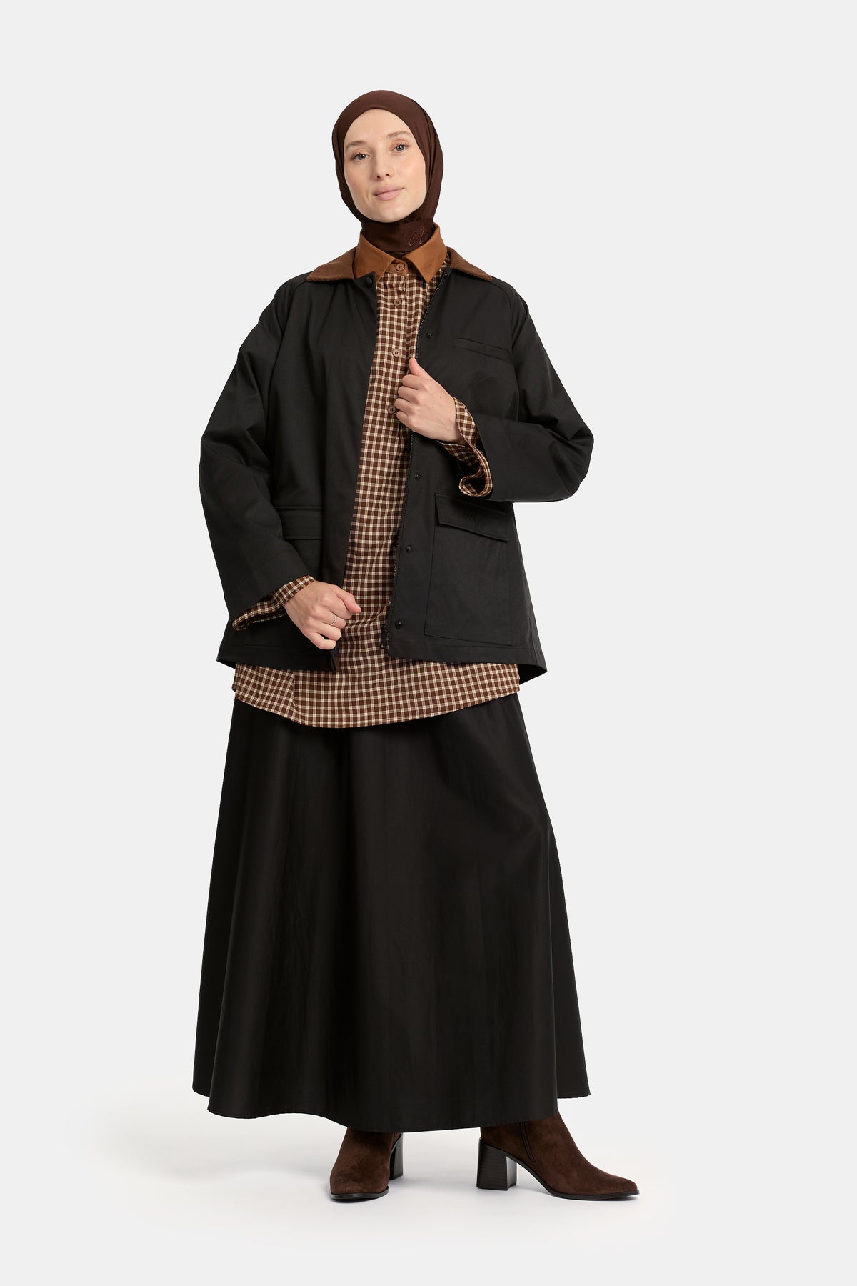 A Line Cotton Skirt - Black