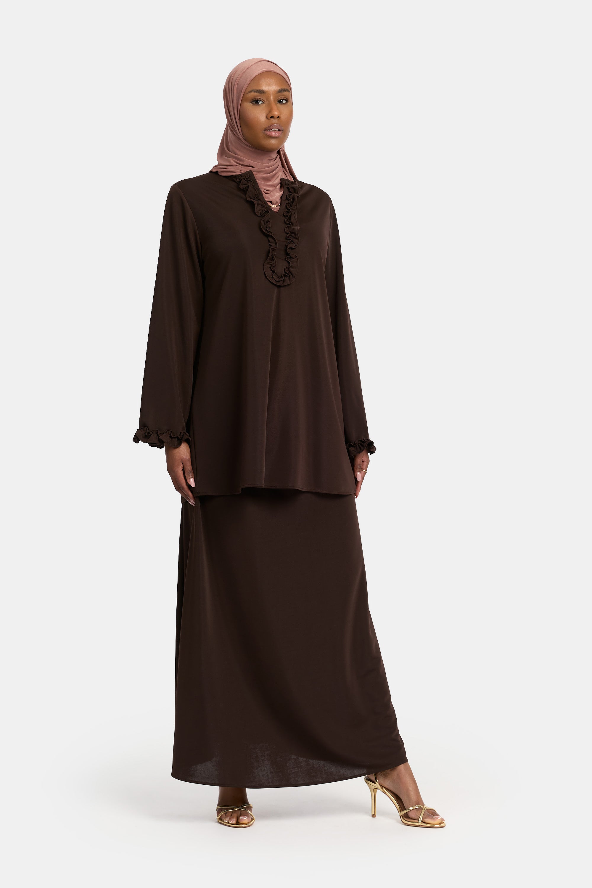 Ruffle Tarz Skirt Set - Dark Brown