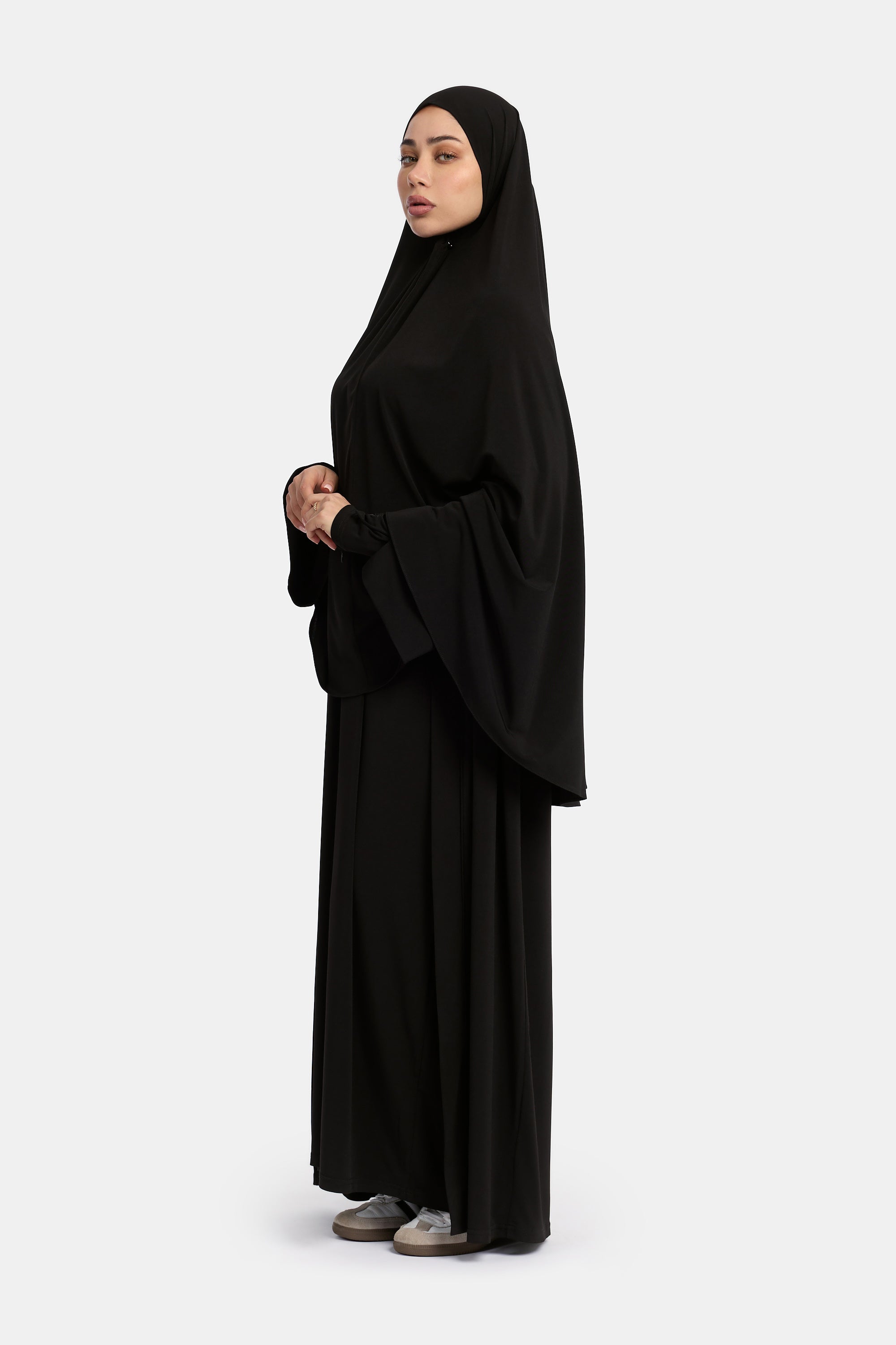 Premium Jersey 3PCS Khimar Set - Black