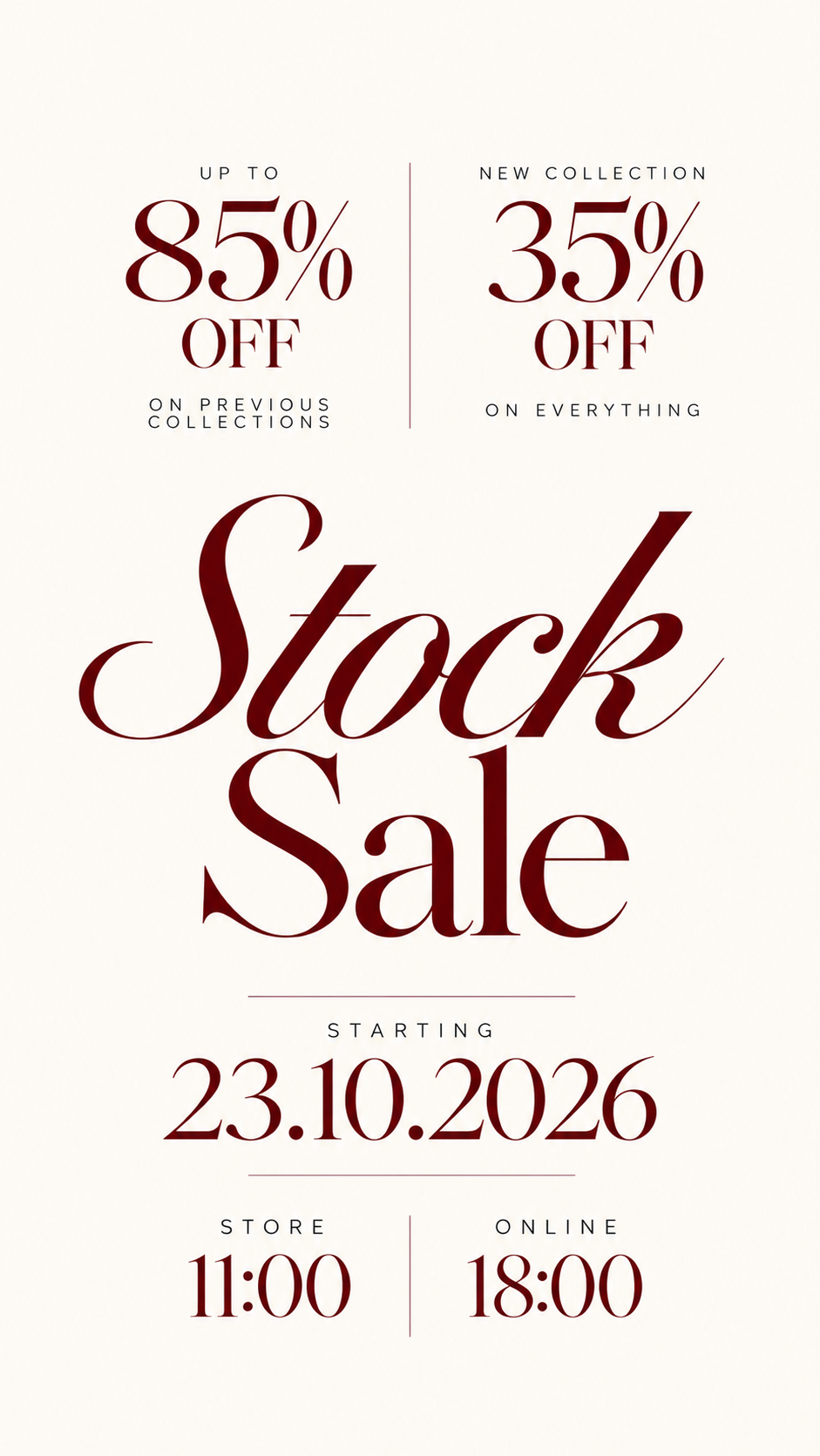 STOCK SALE | RESERVE YOUR FREE TIME SLOT
