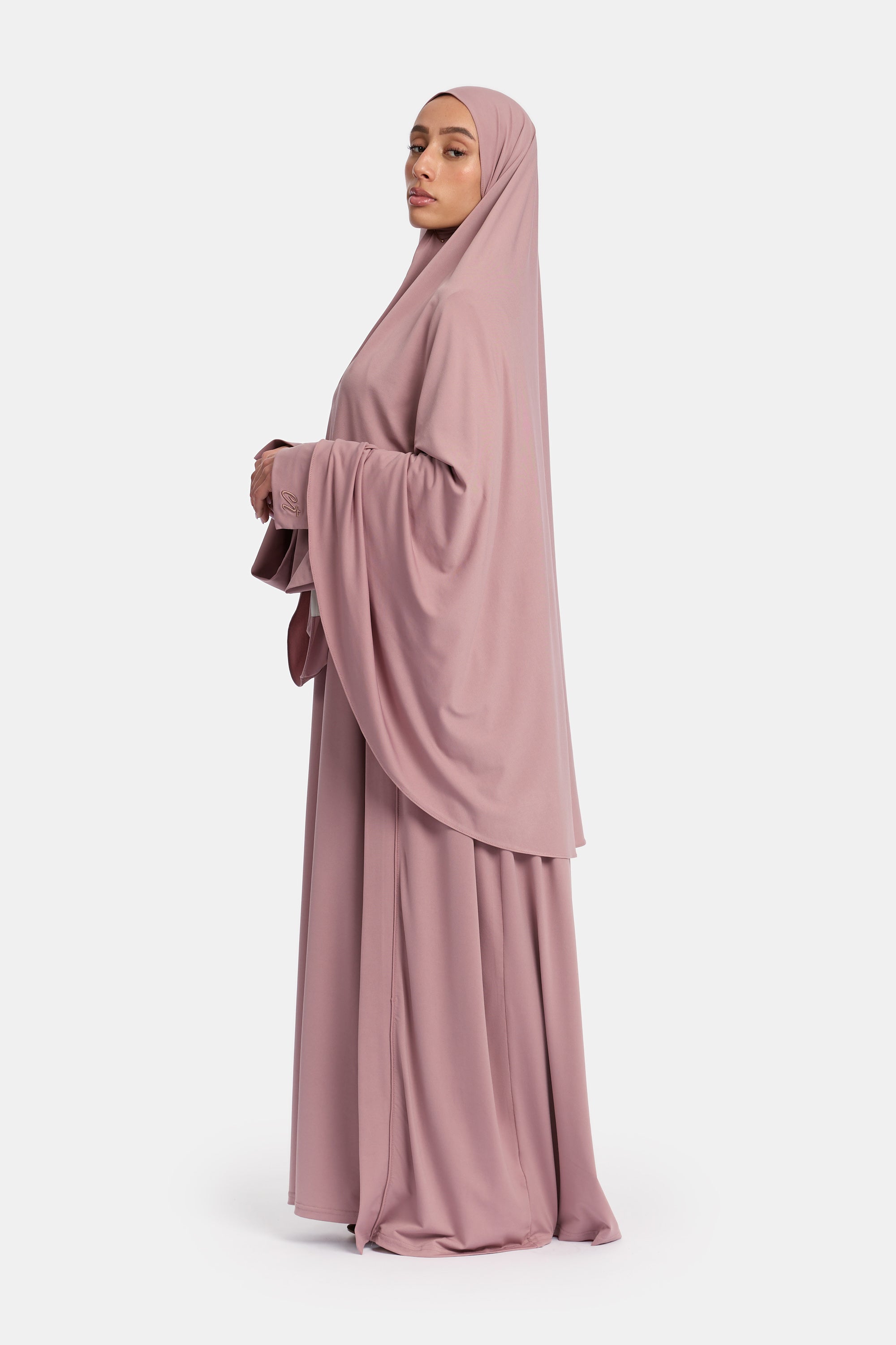 Premium Jersey 3PCS Khimar Set - Velvet Rose