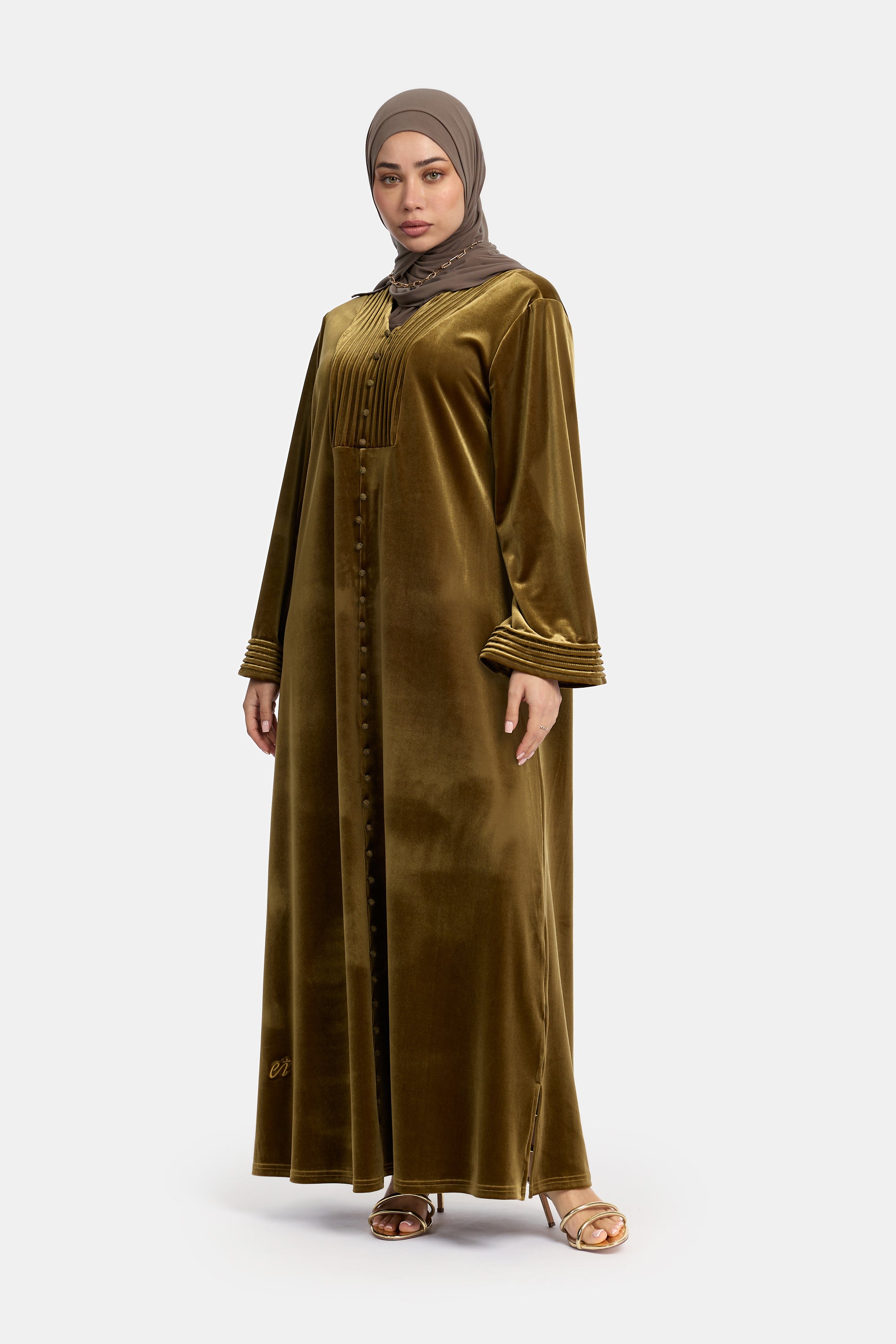 Velvet Abaya - Olive