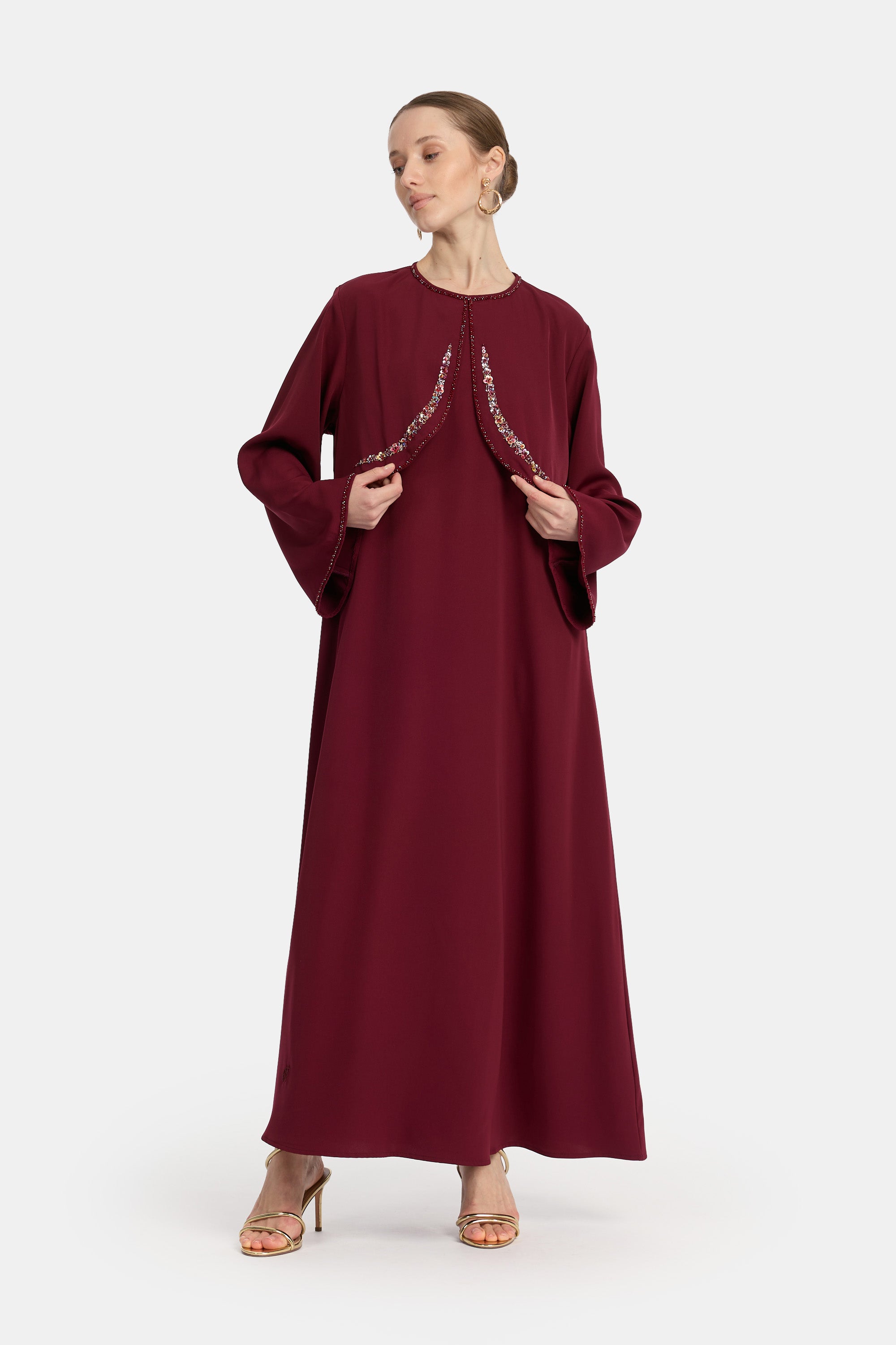 Eclat Caftan Dress - Dark Cherry