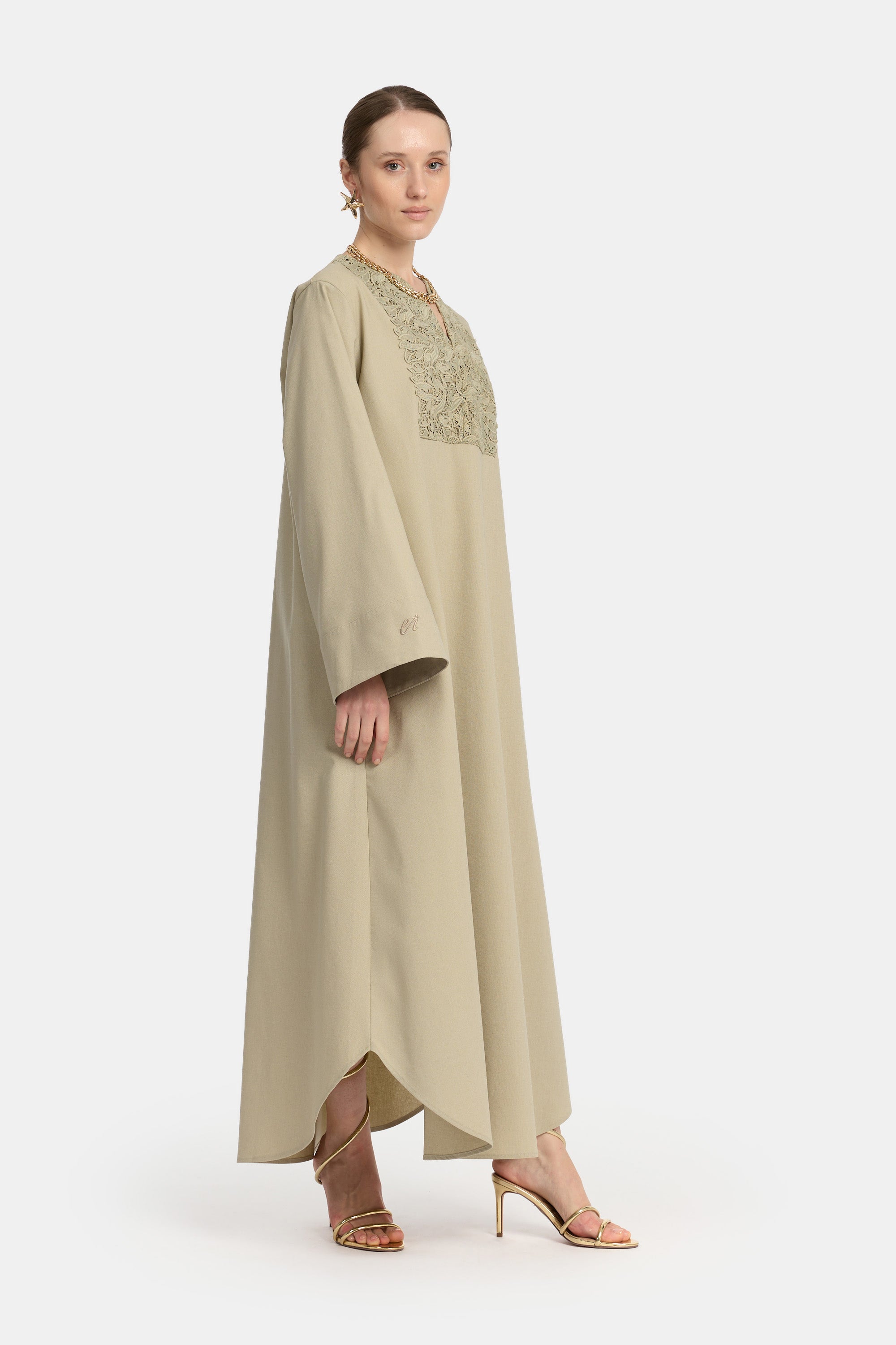 Linen Lace Dress - Laurel