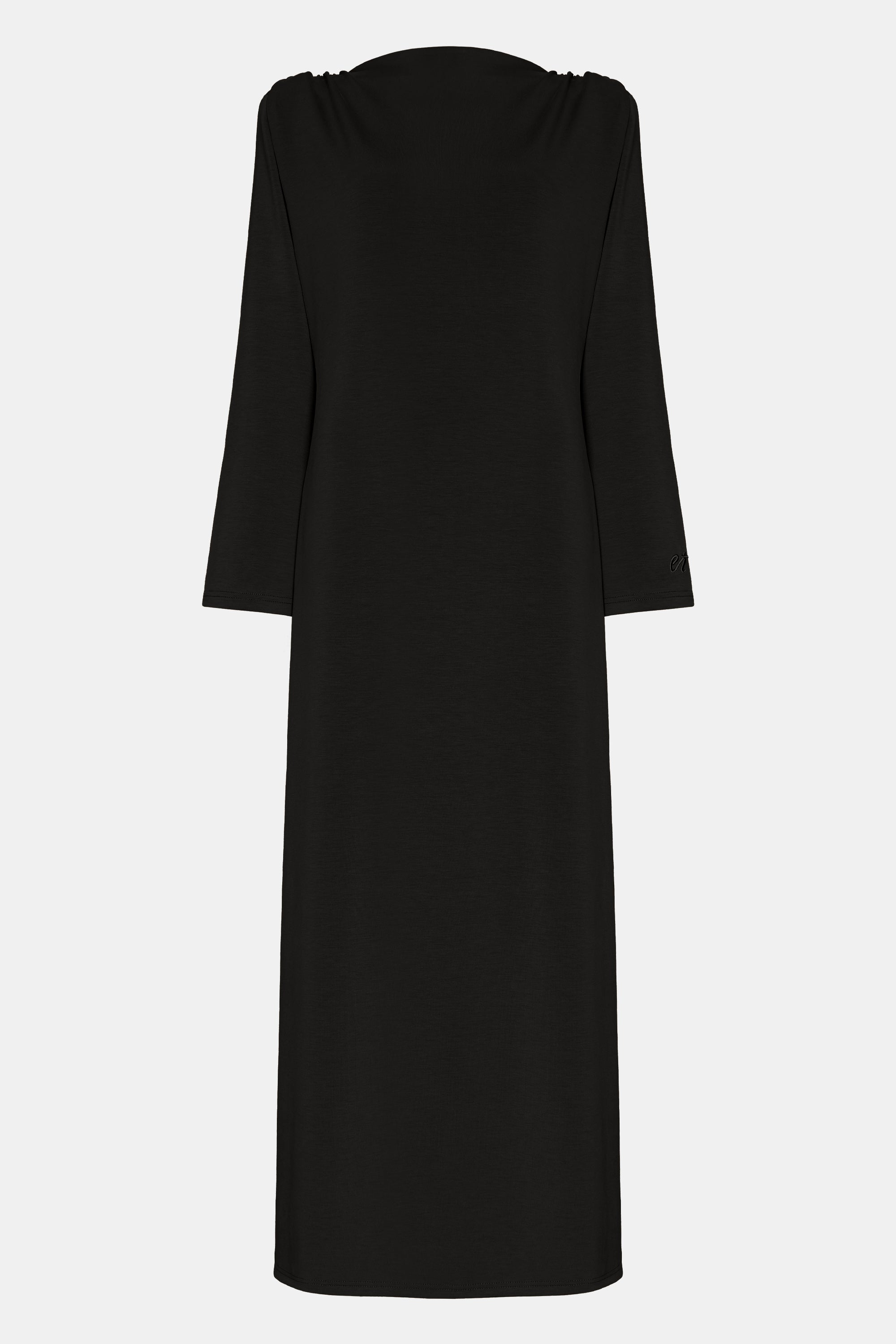 Draped Shoulder Dress - Black