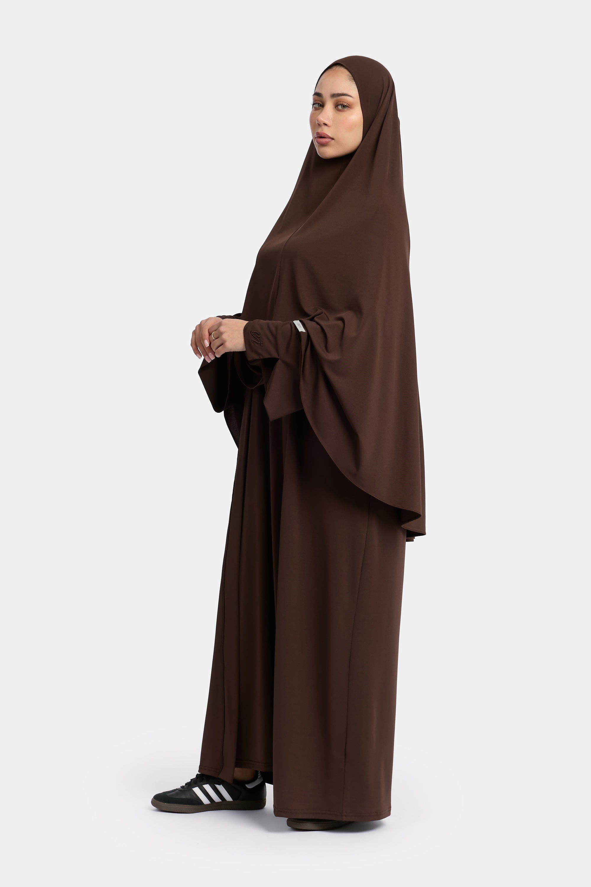 Premium Jersey 3PCS Khimar Set - Dark Coffee