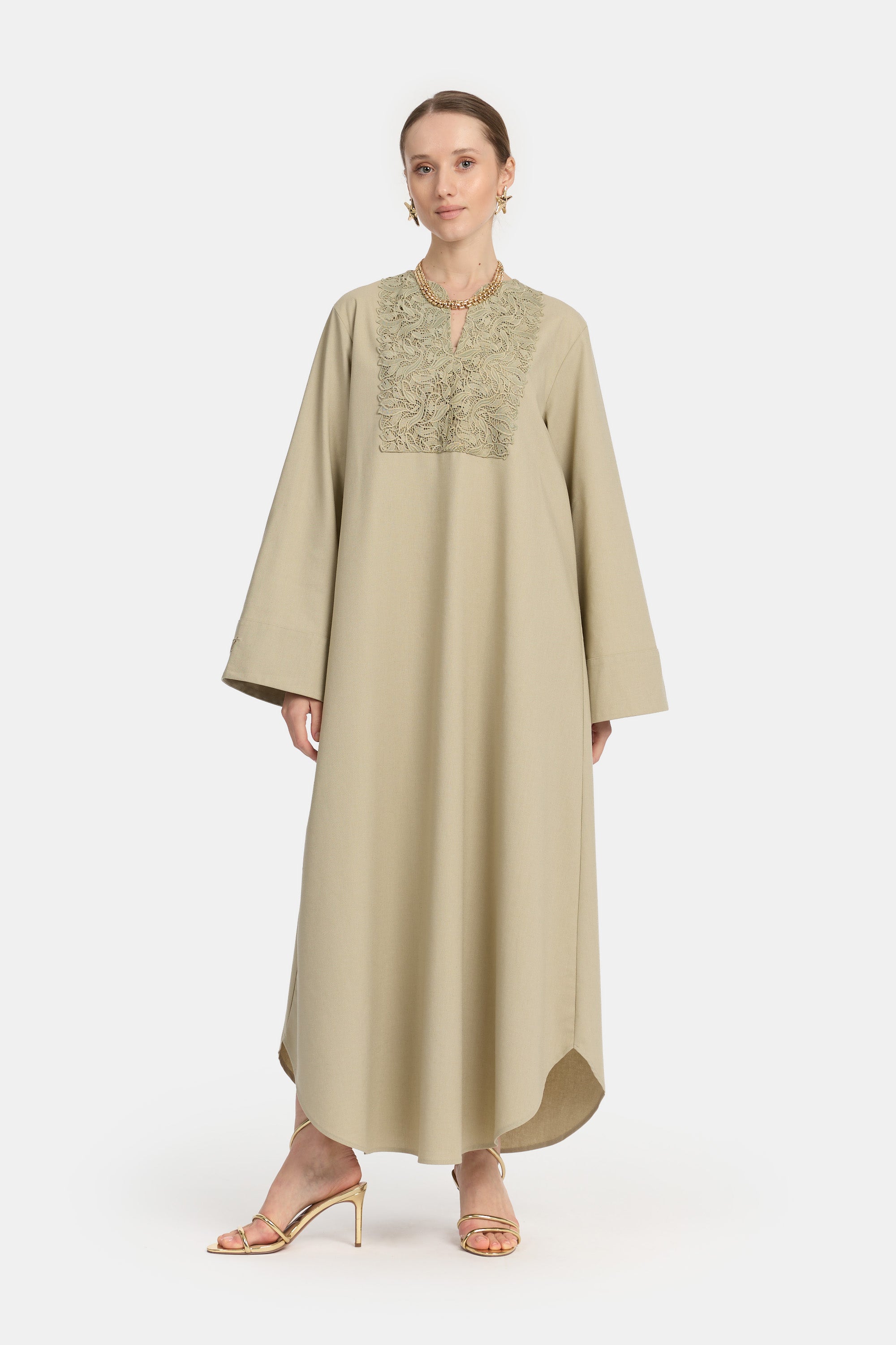 Linen Lace Dress - Laurel
