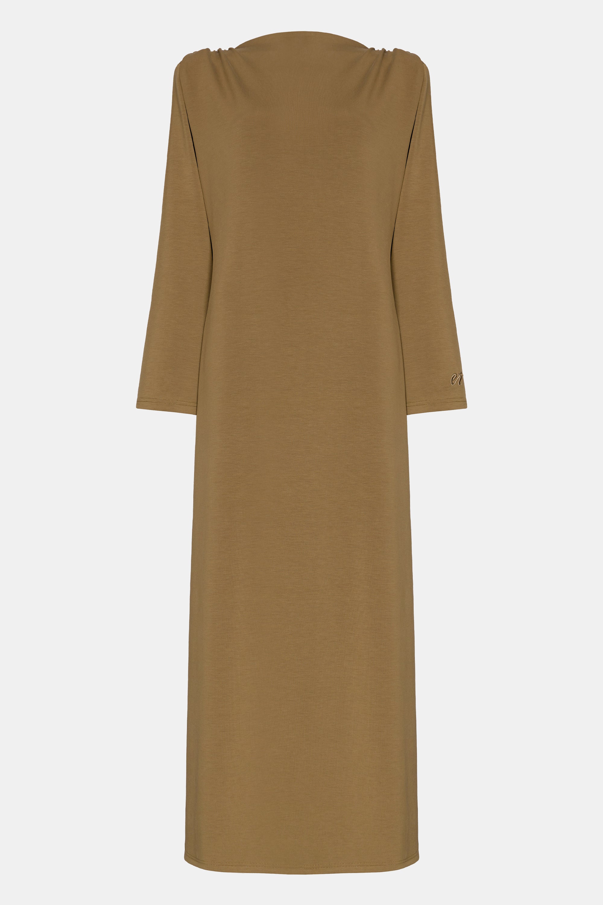 Draped Shoulder Dress - Olive