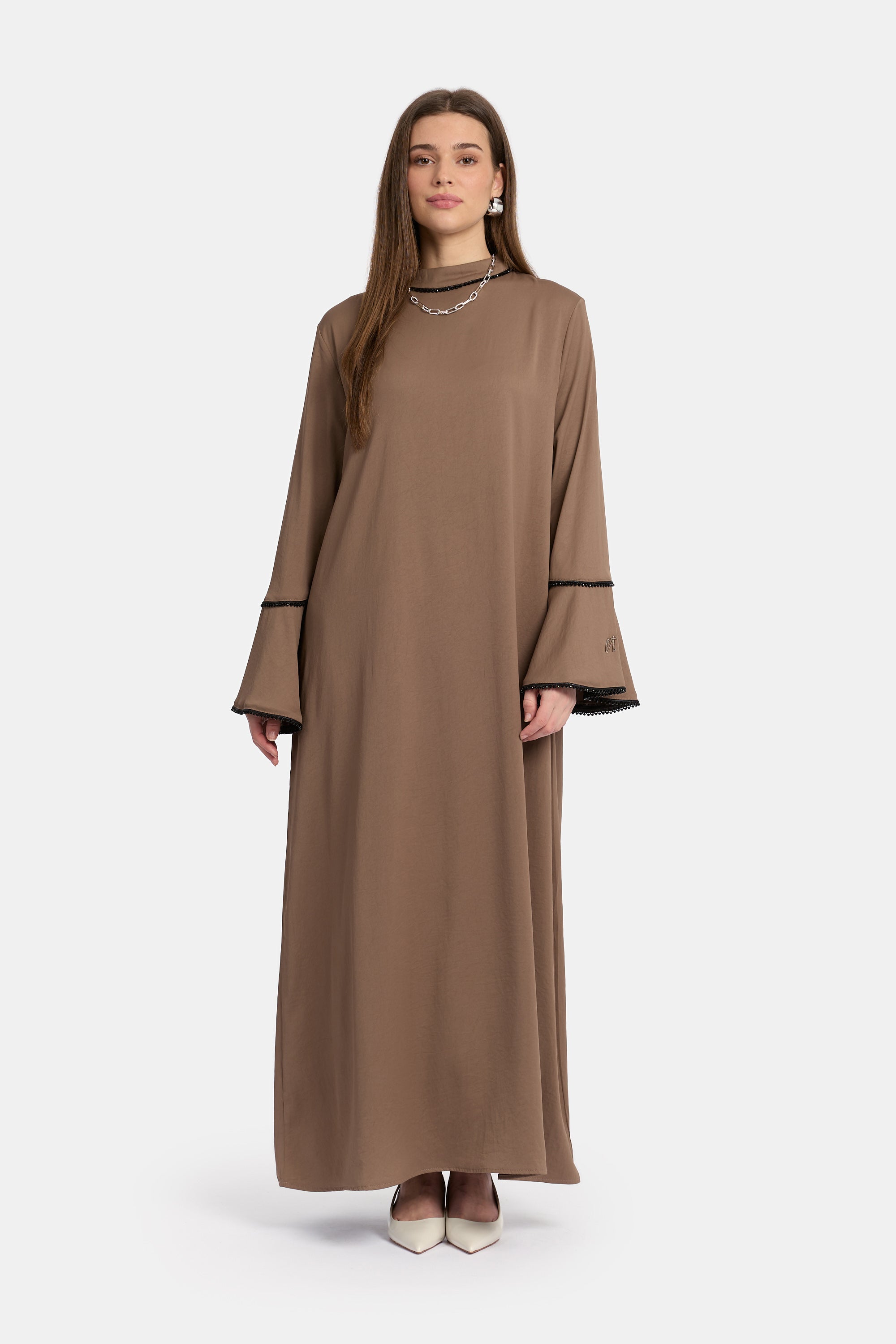 Stone Line Abaya - Brown