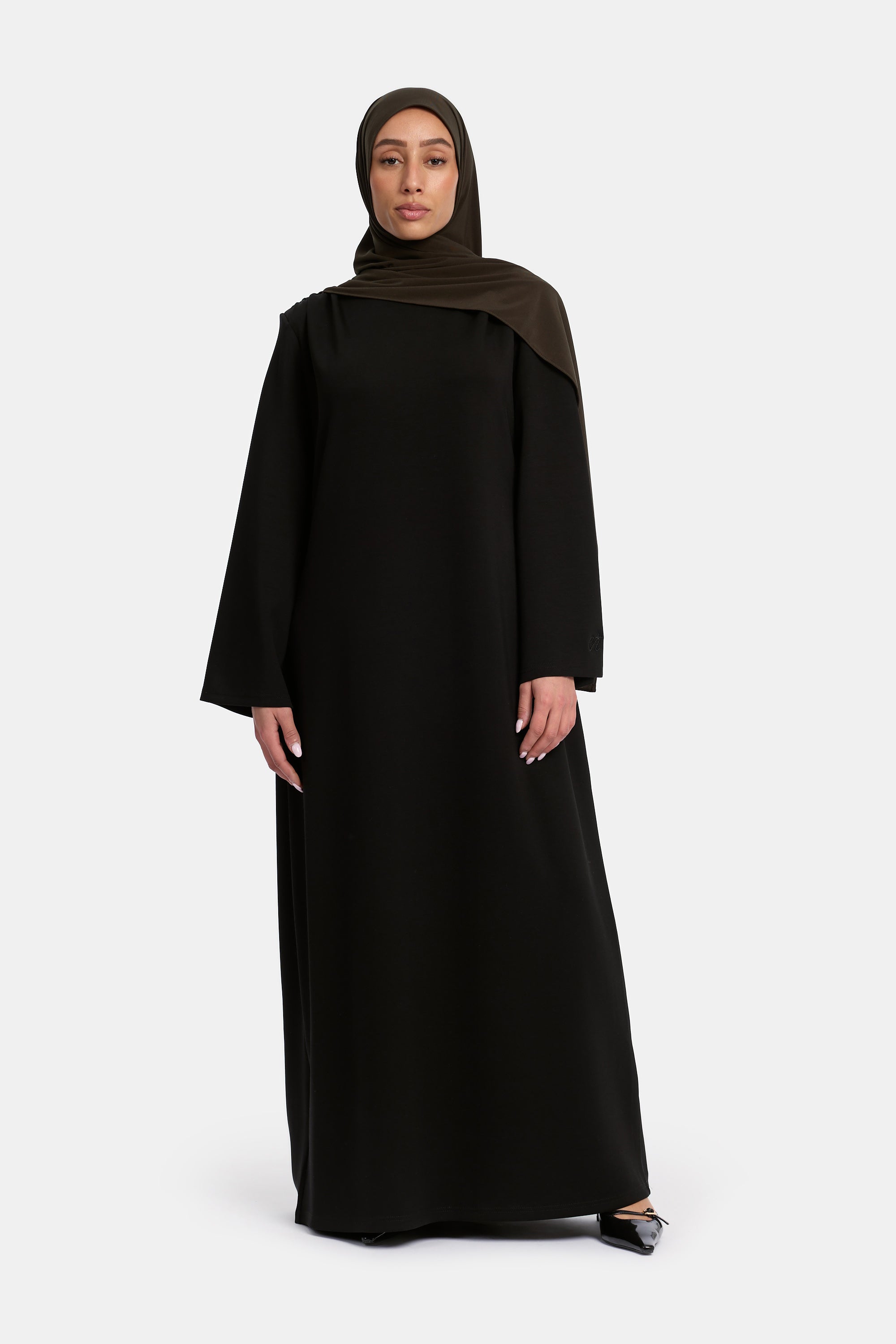 Draped Shoulder Dress - Black