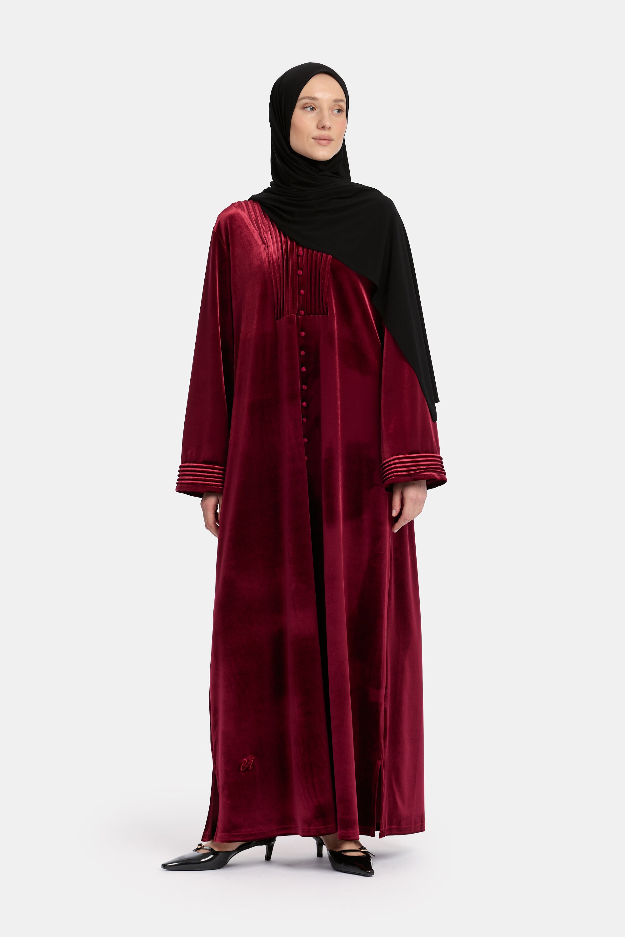 Velvet Abaya - Burgundy