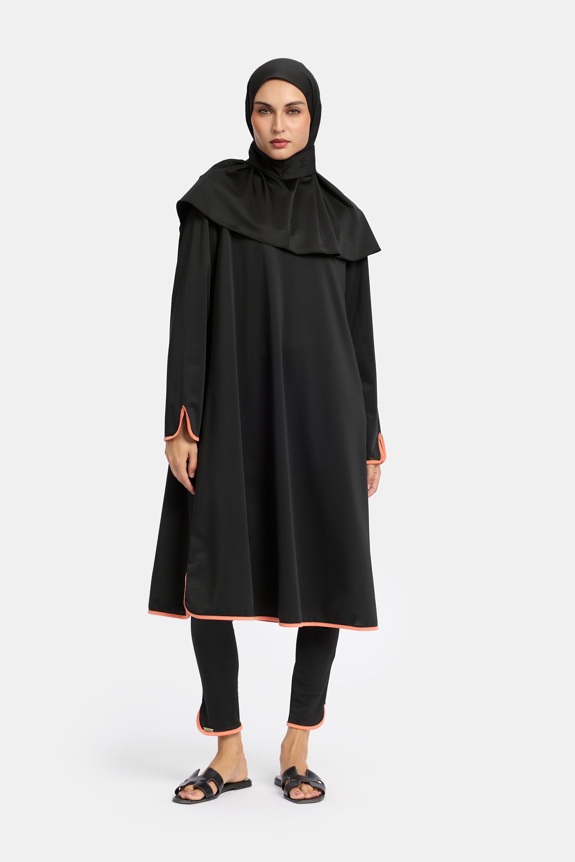 BURKINI 4PCS SET - BLACK ORANGE