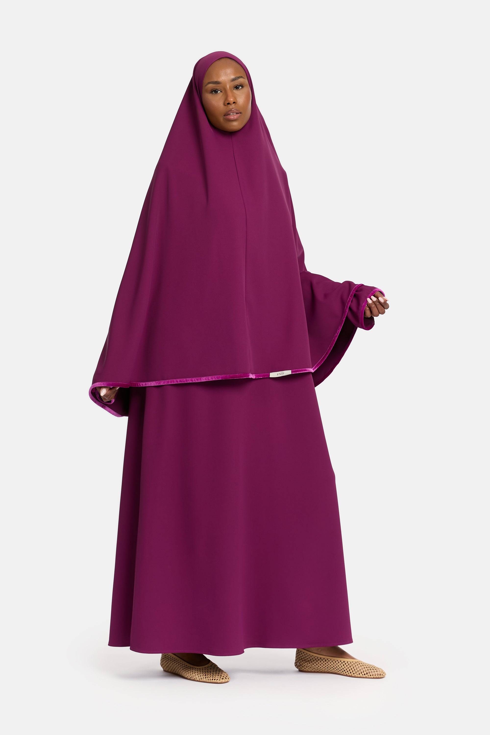 Mastour Velvet Khimar Set - Magenta
