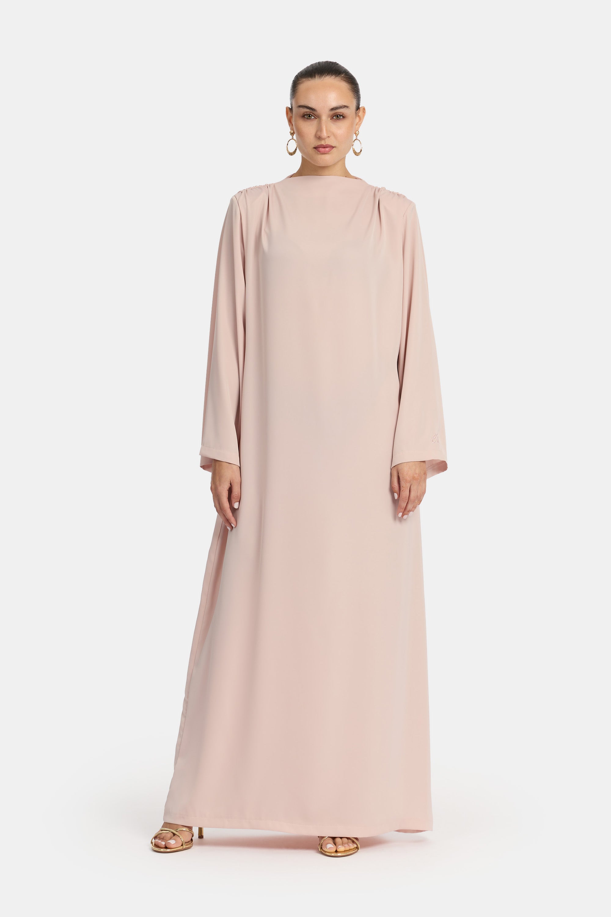 Draped Shoulder Satin Dress - Amaranth