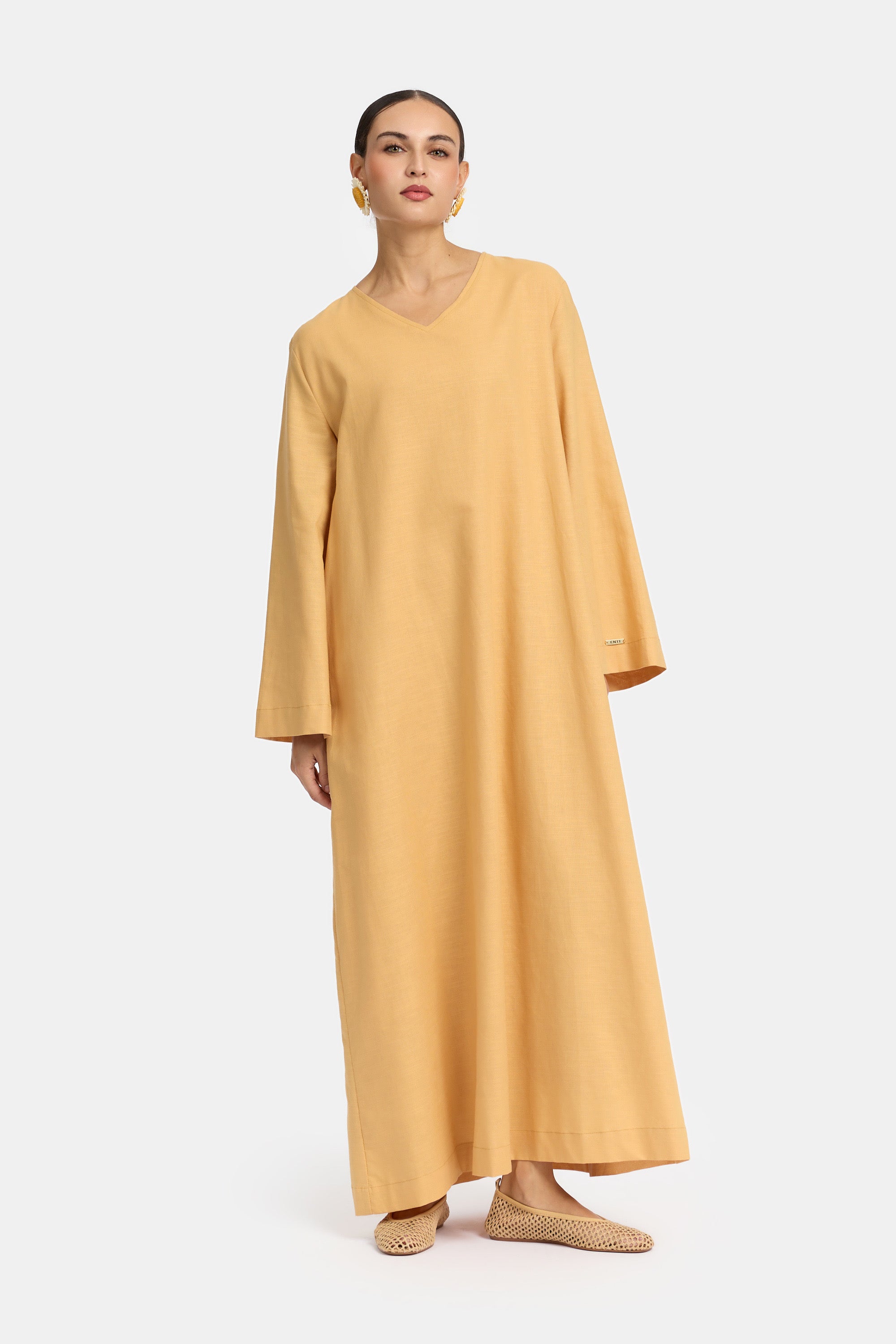 Linen Loose Dress - Sorbet Yellow