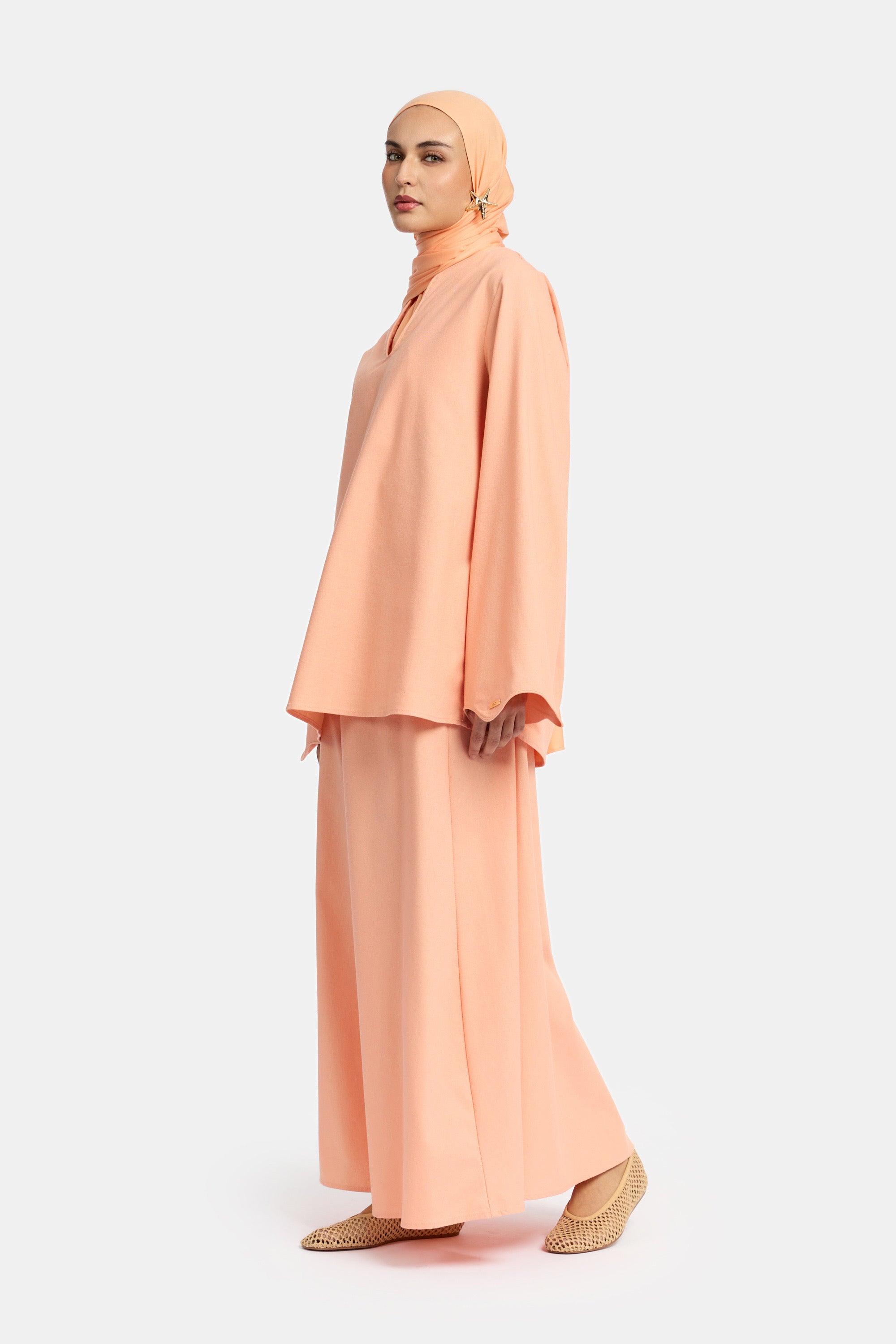 Linen Skirt Set - Pastel Peach