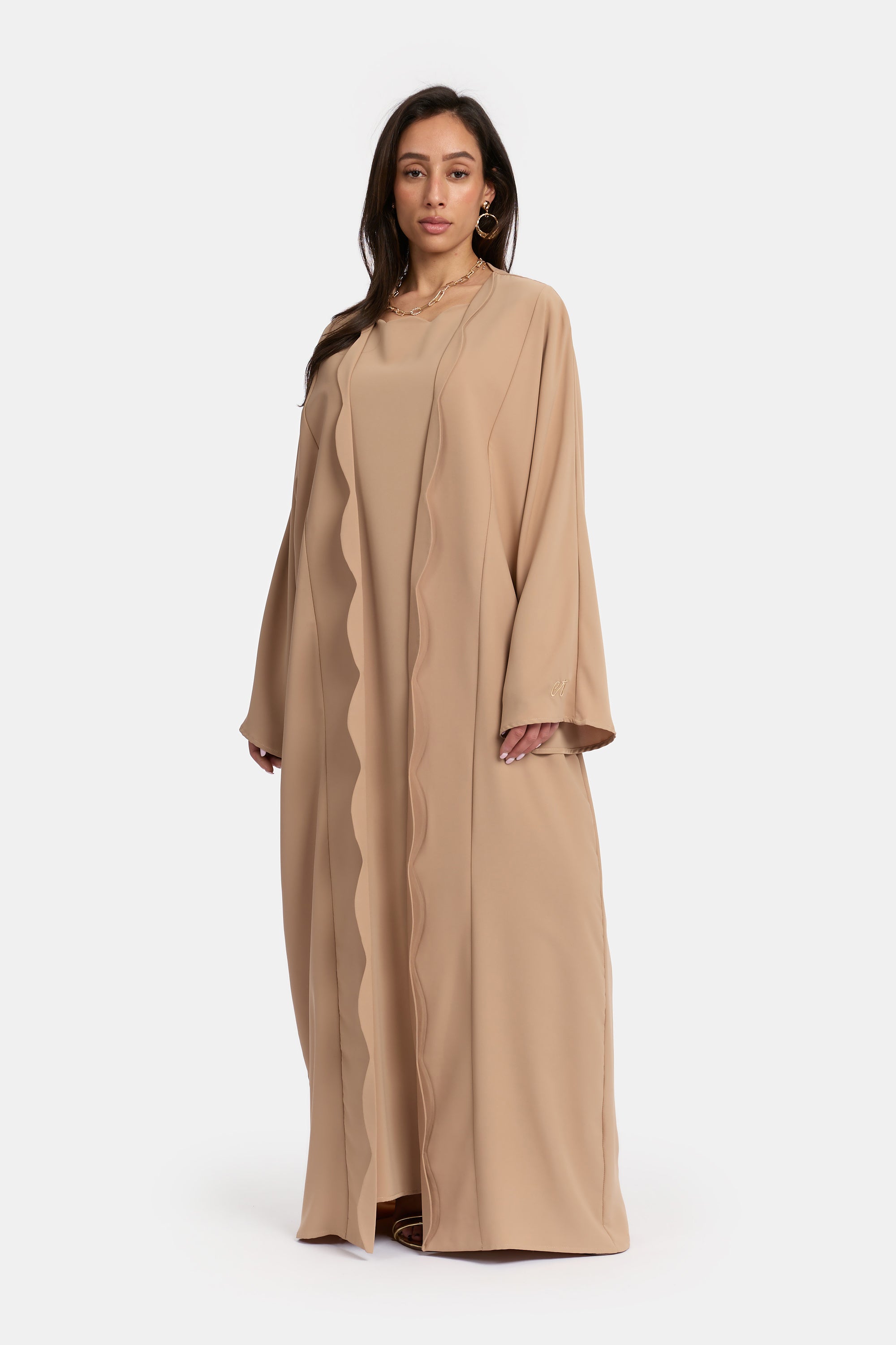 Cut Out Kimono Set - Camel Brown