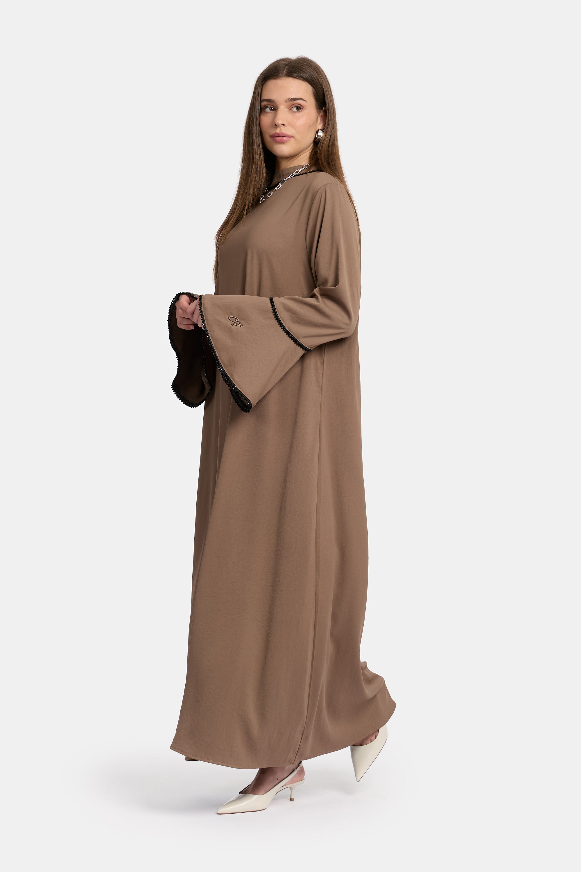 Stone Line Abaya - Brown