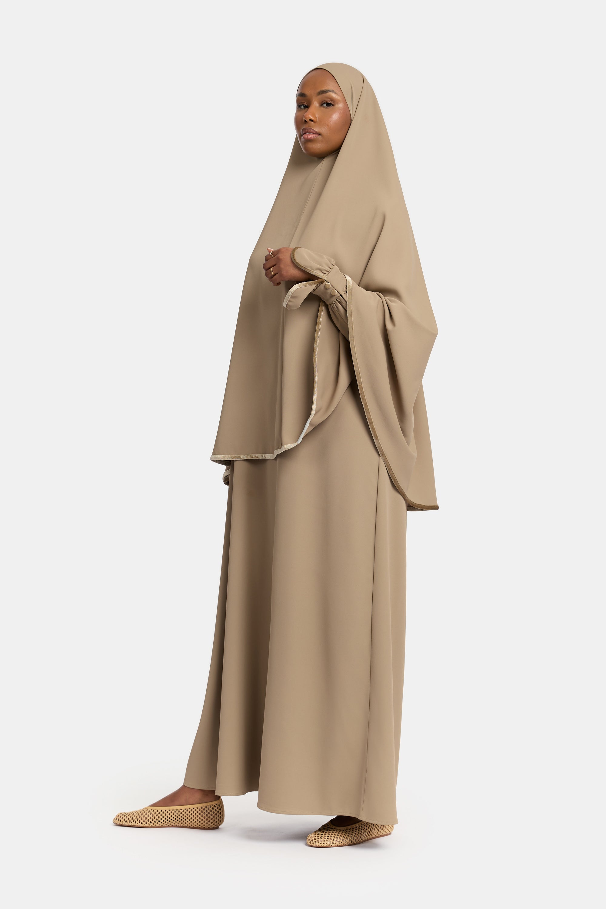 Mastour Velvet Khimar Set - Sage Green