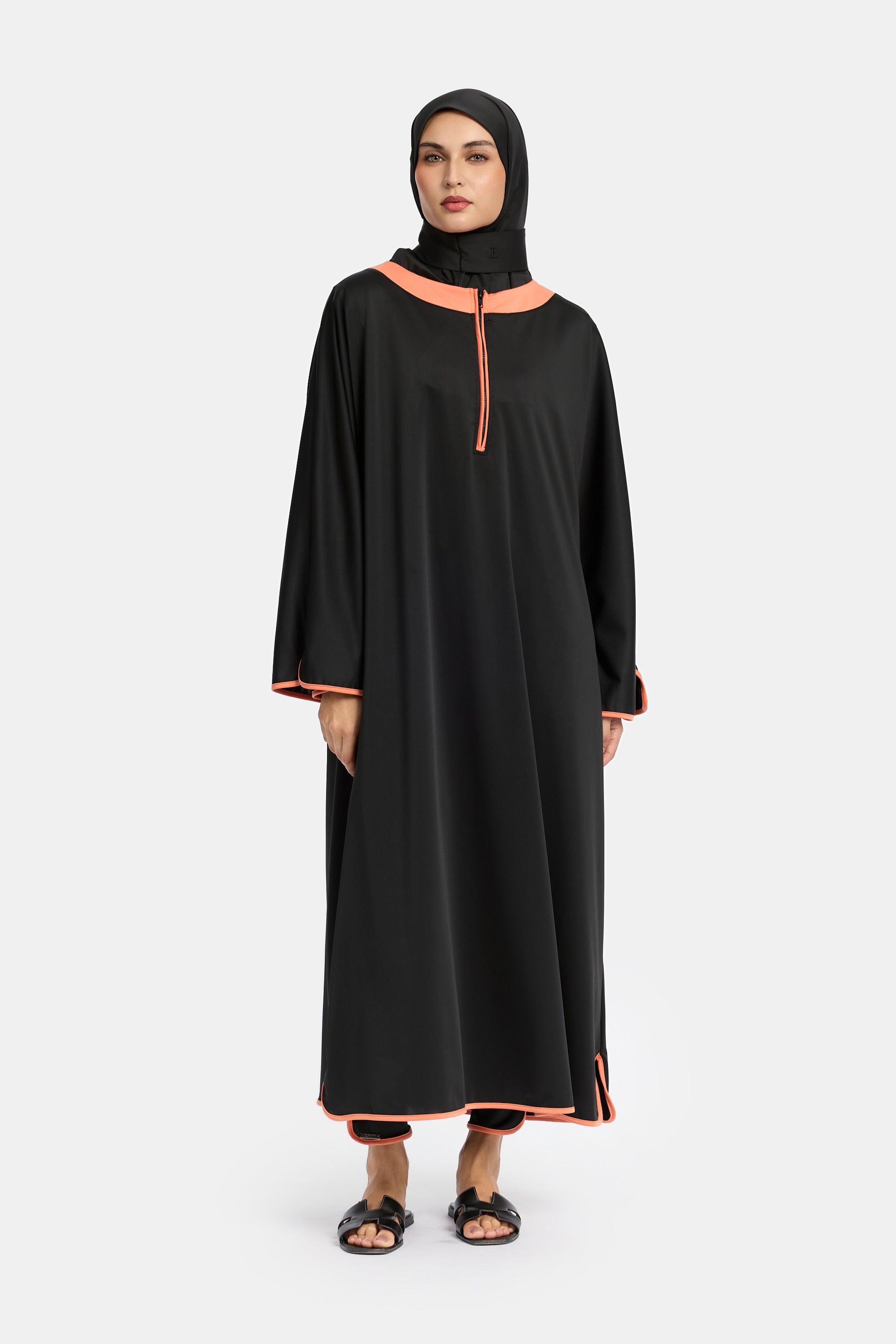 BURKINI 4PCS SET - BLACK ORANGE