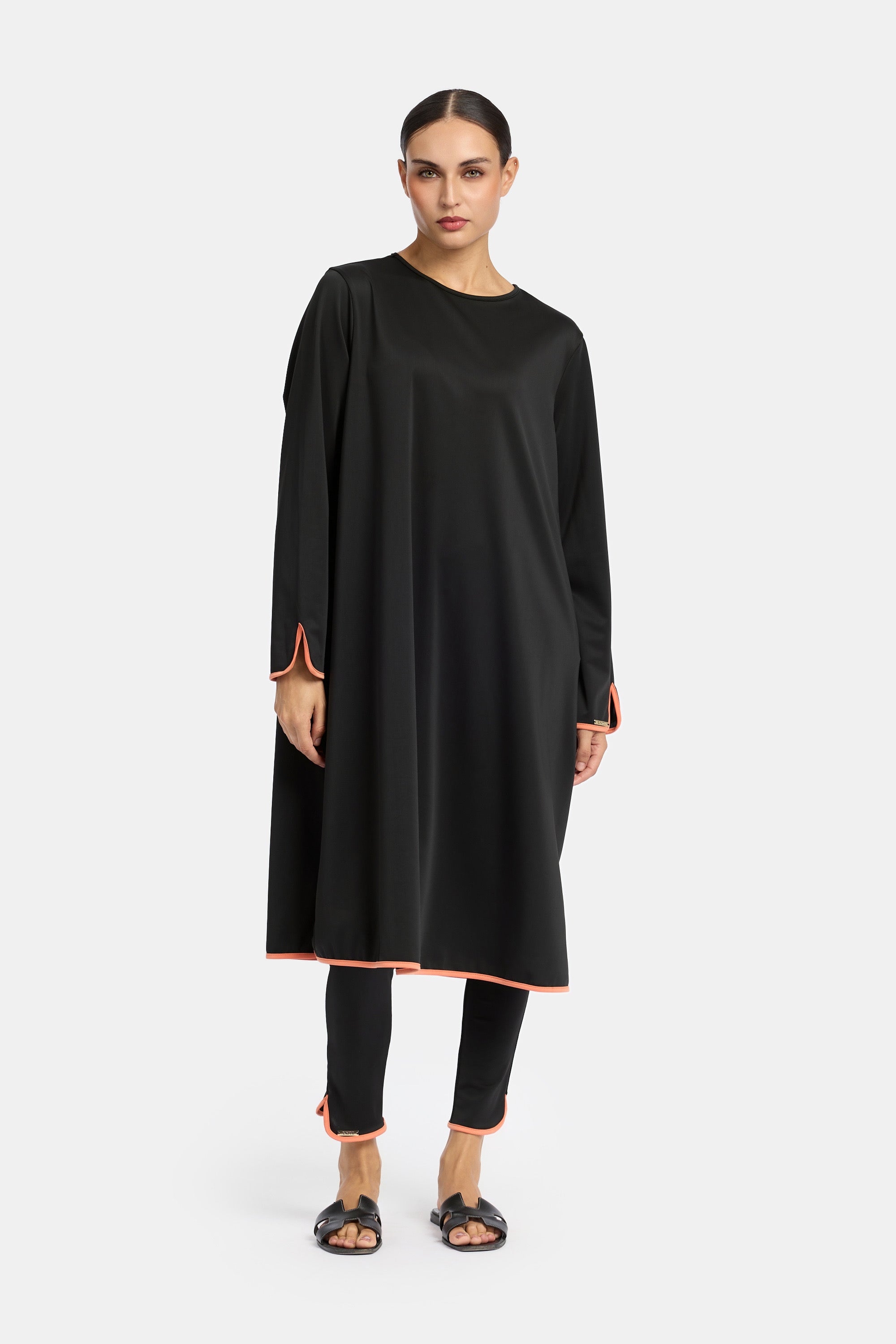 BURKINI 4PCS SET - BLACK ORANGE