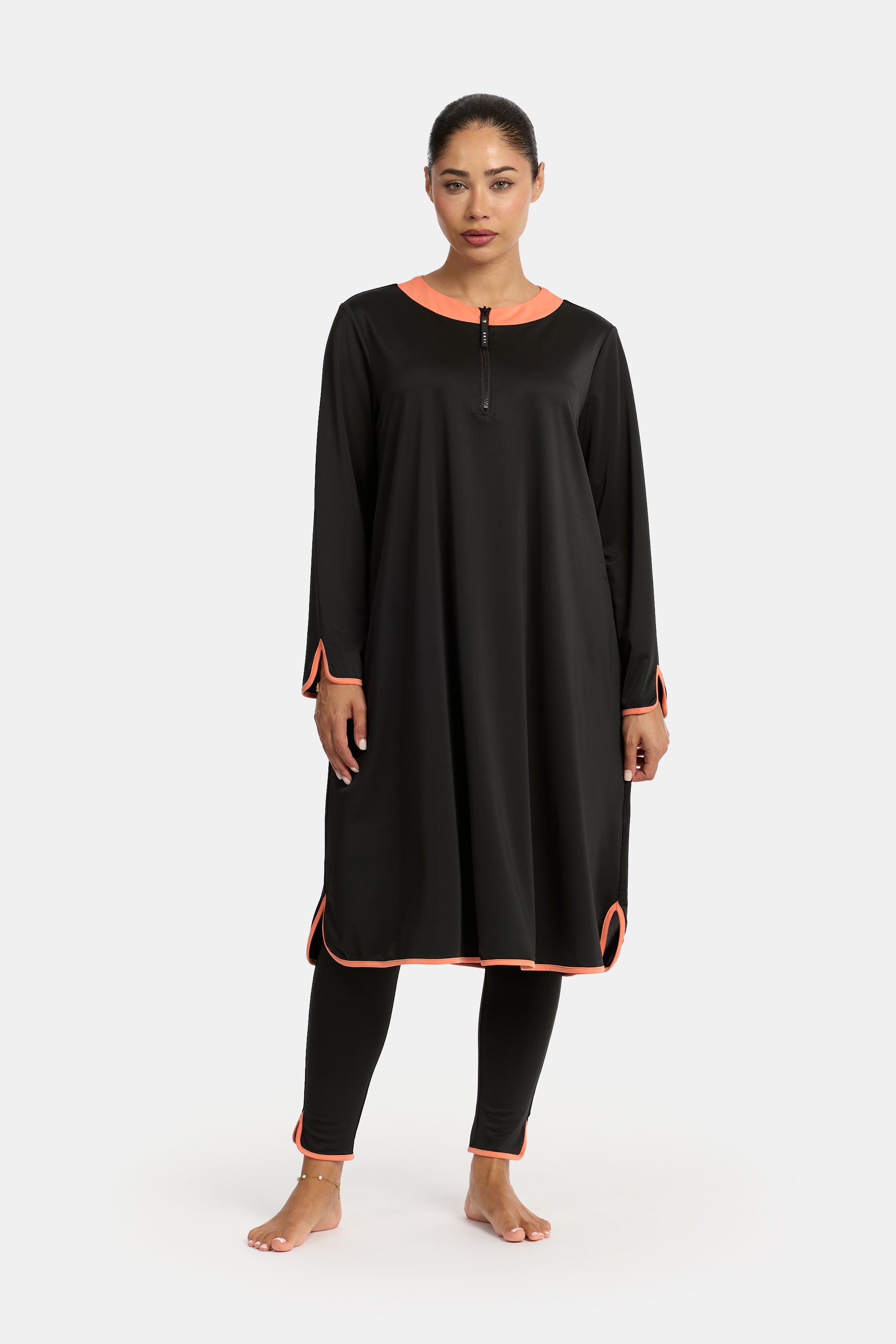 Burkini 4PCS Set - Black x Orange