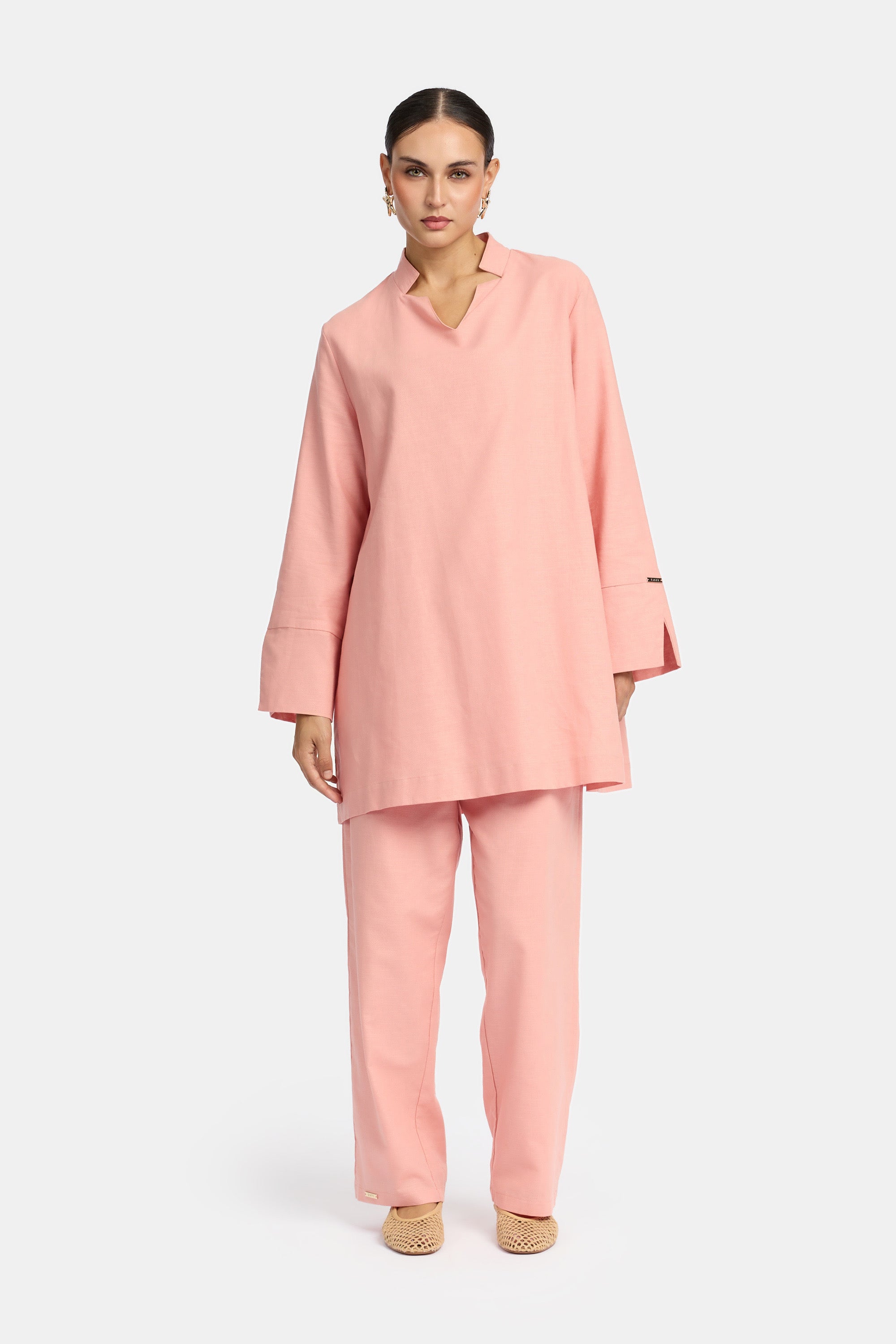 Linen Twinset - Pastel Pink