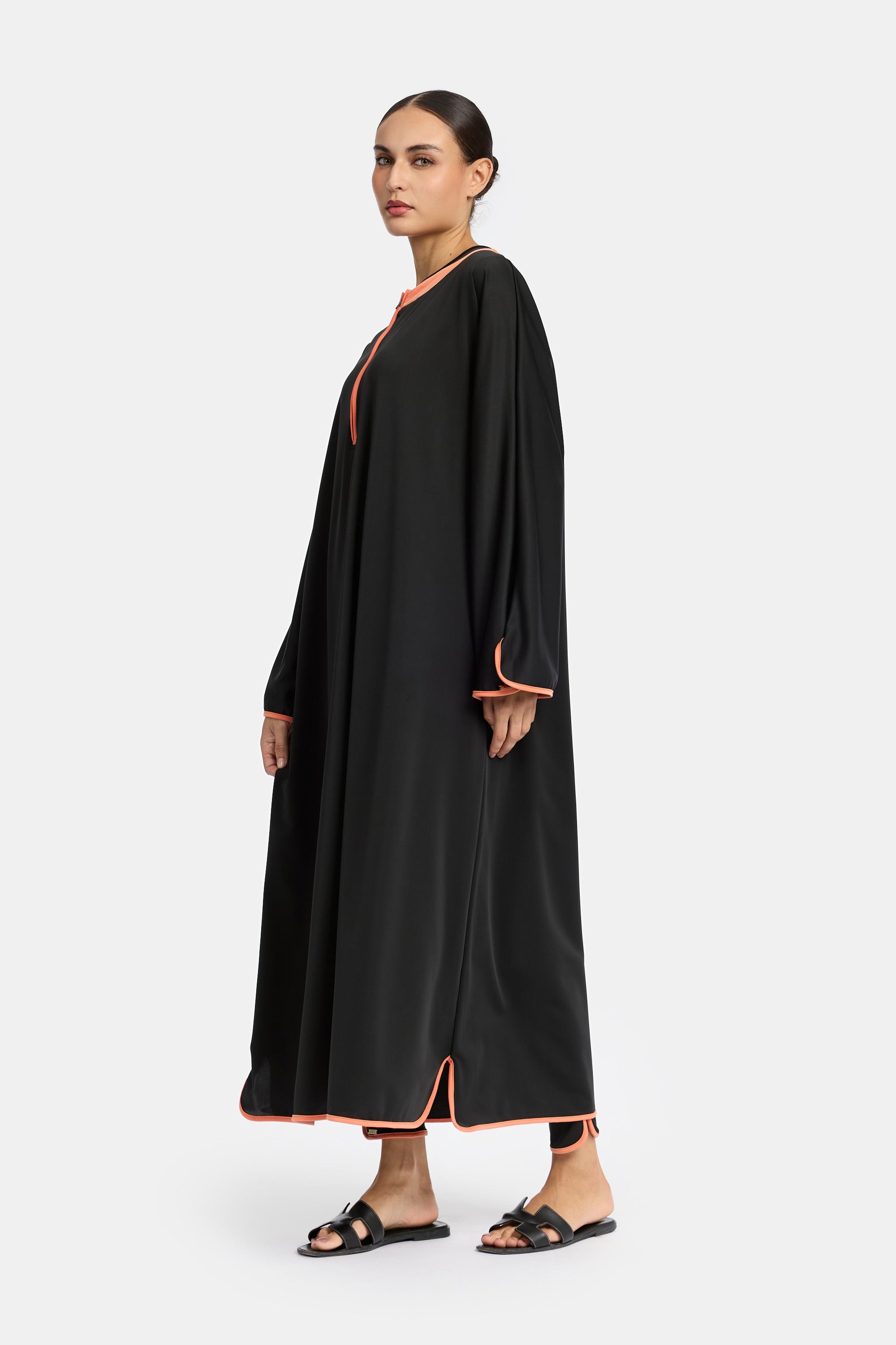 BURKINI 4PCS SET - BLACK ORANGE