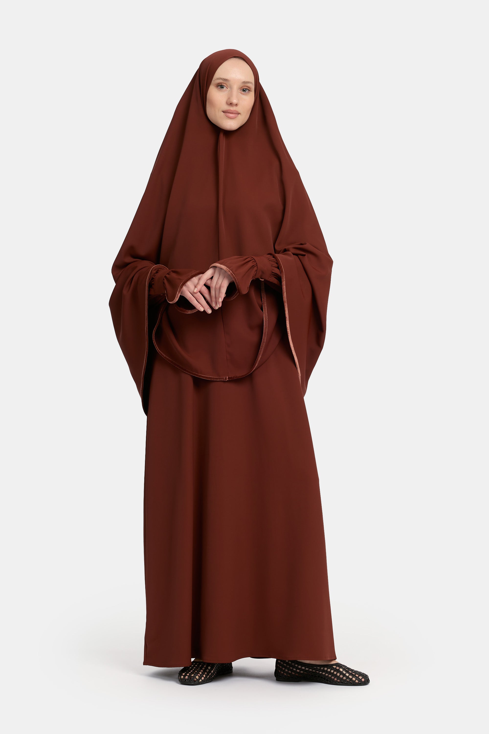Mastour Velvet Khimar Set -  Cherry Terracotta