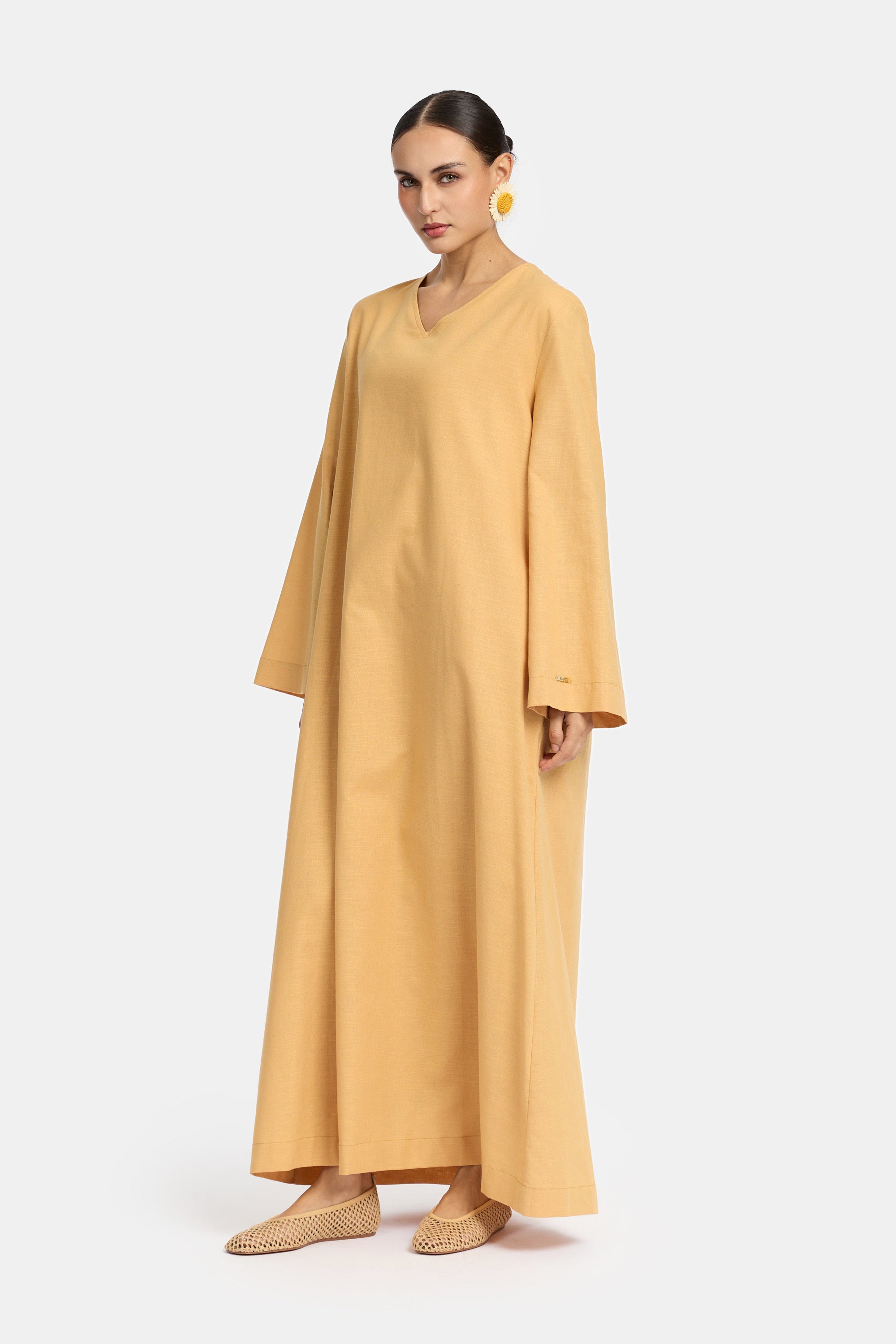 Linen Loose Dress - Sorbet Yellow
