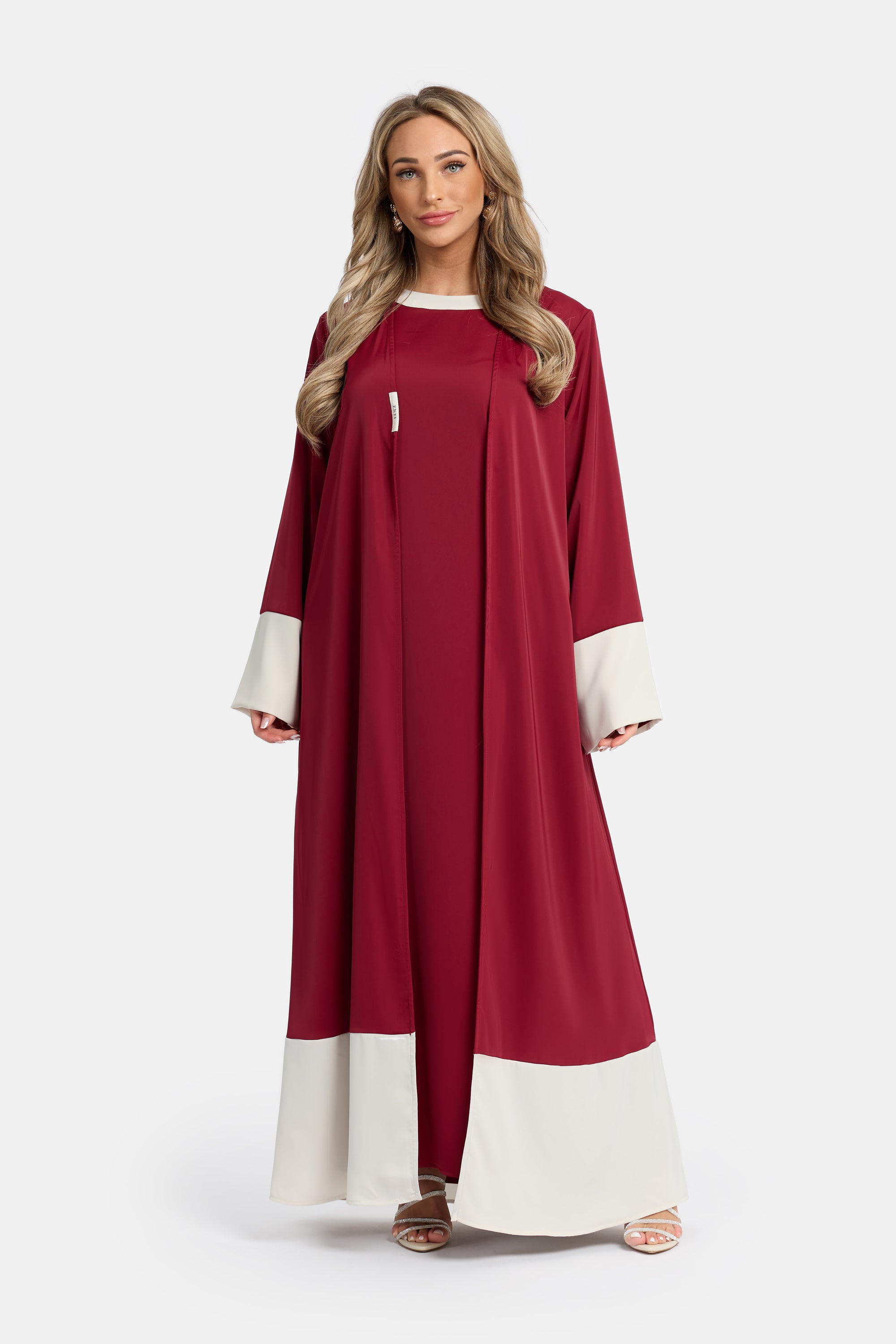 Muscat Satin Kimono Set - Maroon Ivory