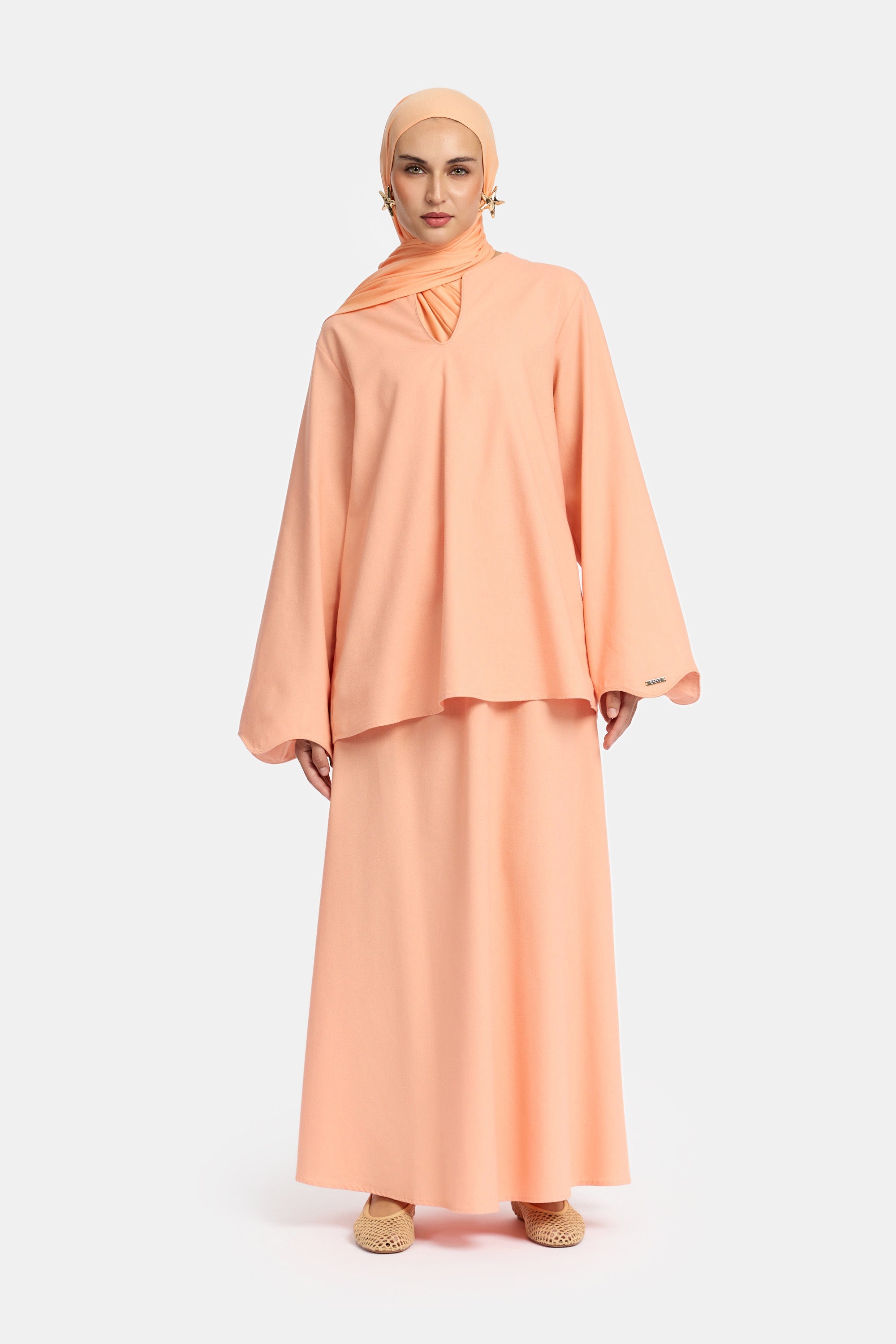 Linen Skirt Set - Pastel Peach